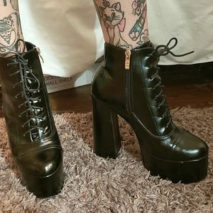 Lamoda Black Platform Ankle Boots Size 9
